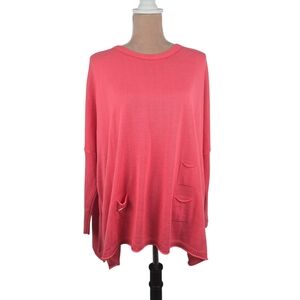 MER-SEA Catalina Crewneck Traveler Sweater Coral Pink One Size